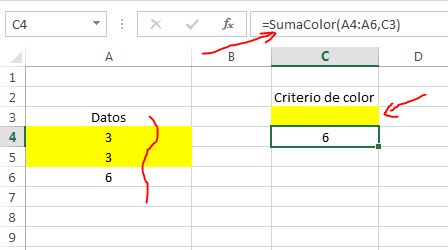 Suma en excel según color de celda Formulas Excel