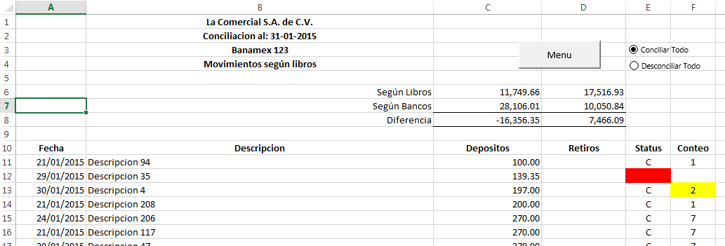 Conciliacion Bancaria Ejemplos En Excel 0641