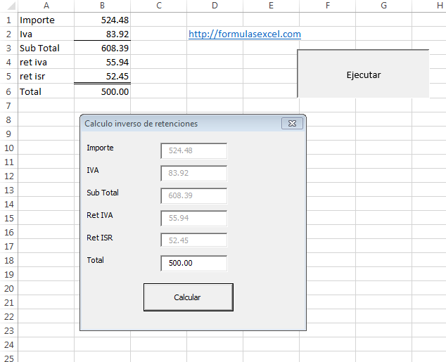 Calculo Inverso de Retenciones en Excel Excel