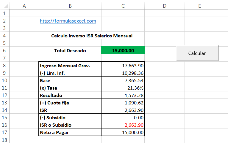 Calculo Inverso salarios -tabla calculo