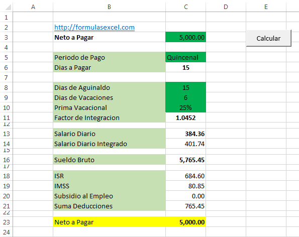 Calculo Inverso De Sueldo En Excel Formulas Excel